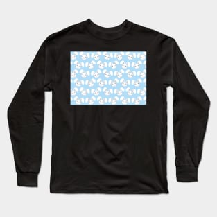 Cute White Bunny on Light Blue background Long Sleeve T-Shirt